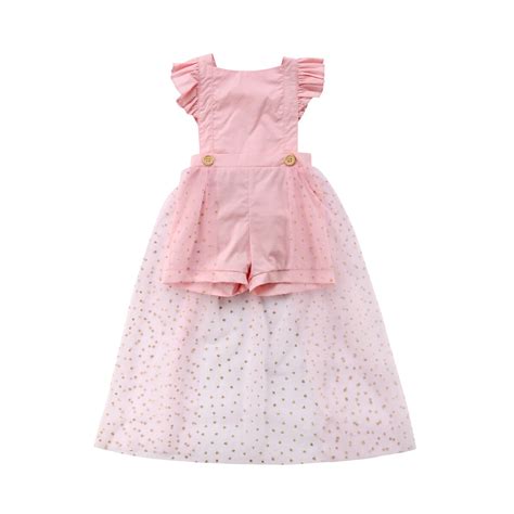 1 6y Toddler Baby Girls Lively Princess Romper Dress Petal Sleeve Pink