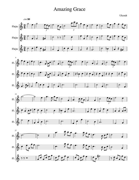 Amazing Grace Sheet Music For Flute Mixed Trio