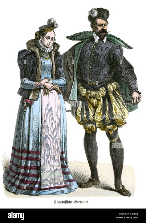A French Noble Man And Woman In The Fashion Of The Late 16th Century