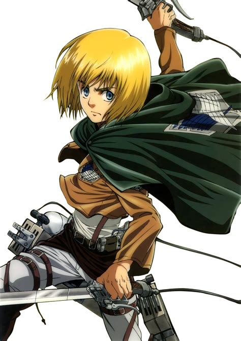 An Anime Character With Blonde Hair And Blue Eyes Holding Two Swords In
