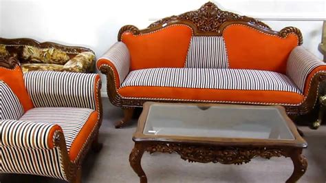 Sofa set for small living room: hand Carved Furniture Sofa Sets made in India.MOV - YouTube