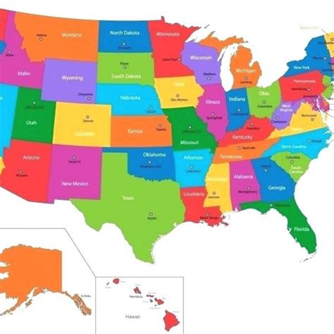 Show Us Map With States And Capitals Map