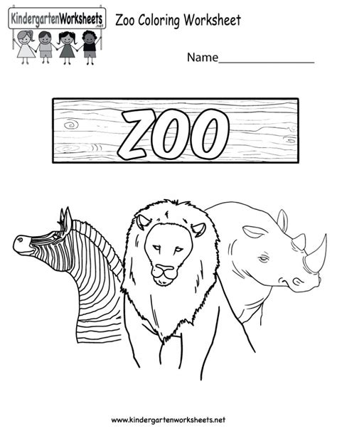 Free Printable Zoo Coloring Worksheet For Kindergarten