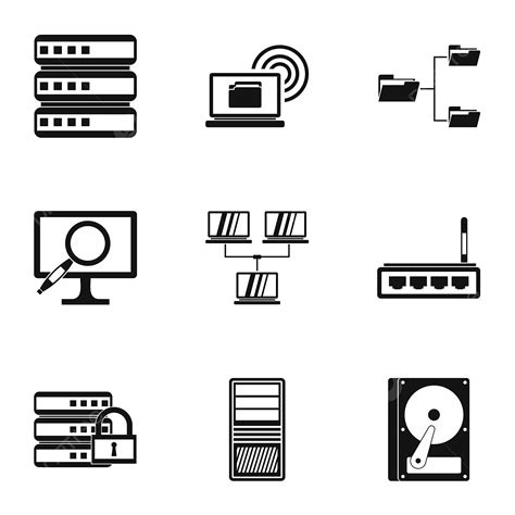 Data Set Vector Png Images Computer Data Icons Set Simple Style