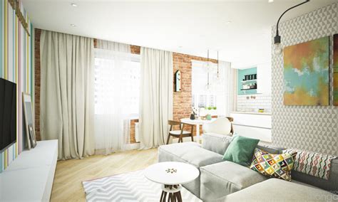 White Small Apartment Design Combined With Modern And Minimalist