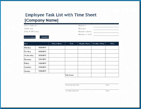 Free Printable Employee Task List Template