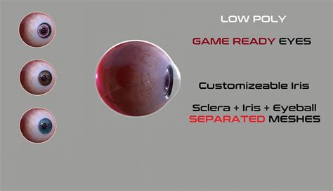 3d Model Game Ready Eyes Pack Vr Ar Low Poly Cgtrader