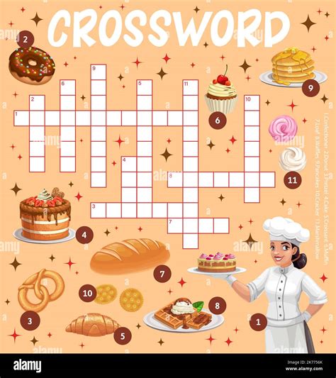 Sweets Desserts And Bakery Crossword Worksheet Find A Word Quiz Game