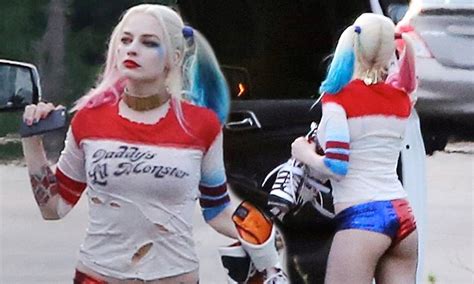 Margot Robbie Shows Bum As Supervillain Harley Quinn On Suicide Squad Set Daily Mail Online