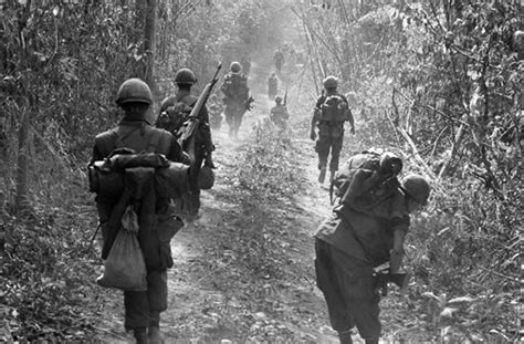 Vietnam War 1969 Us Marines Walk Along A Jungle Road Nea Flickr