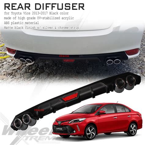 Toyota Vios 2013 2017 Rear Bumper Lip Rear Diffuser Black Vios