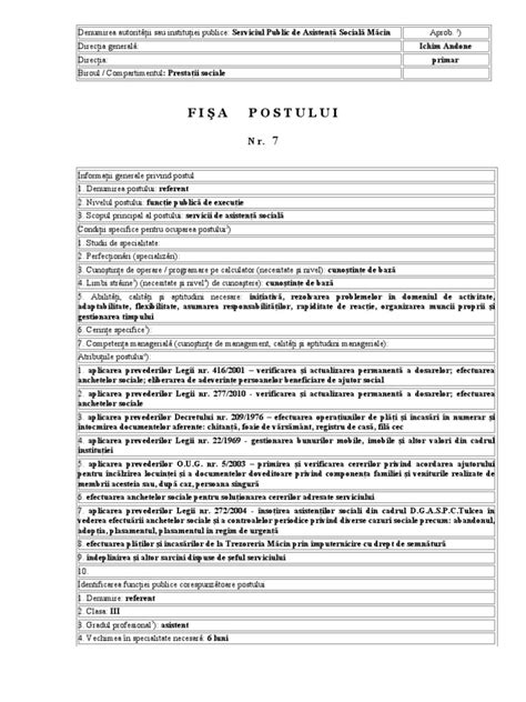 Fisa Postului | PDF