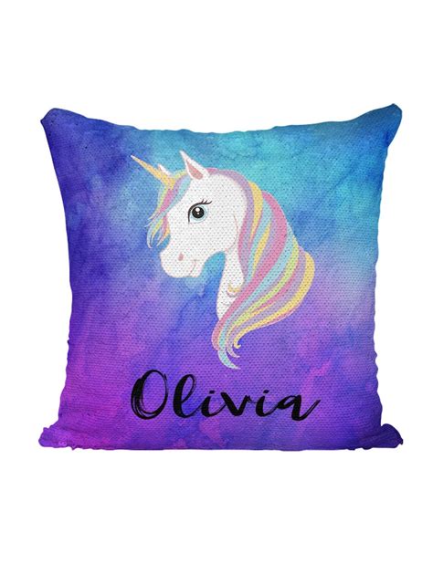 Personalized Unicorn Custom Mermaid Sequin Flip Pillow Etsy