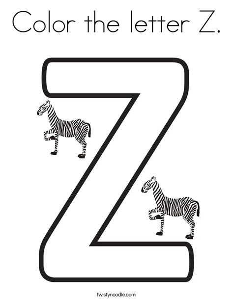 Color The Letter Z Coloring Page Twisty Noodle