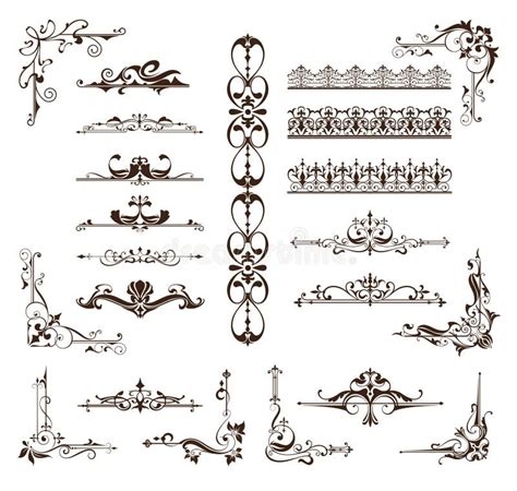 Design Vintage Ornaments Borders Frames Corners Stock Vector