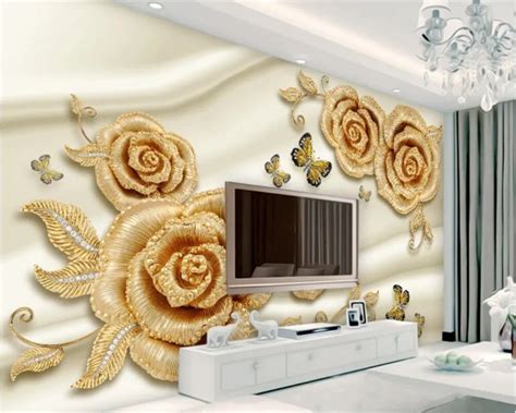 Beibehang Fashion Personality New Wallpaper Rose Gold Flower Luxury