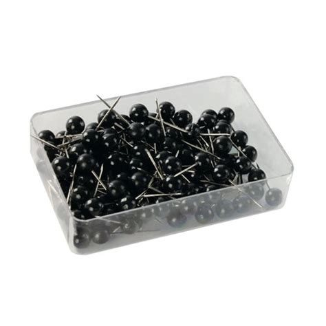 Map Pins Black 45mm Spherical Plastic Heads Pack Of 100 26891