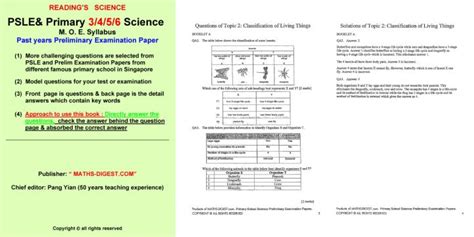 A set of multiple choice maths questions are presented. PSLE (Primary 3,4,5,6) Science Book A - Maths Digest
