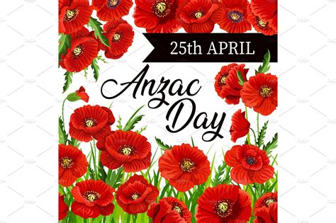 The brave australians and new zealanders who served and lost their lives. Red poppy flowers of Anzac Day | Custom-Designed ...