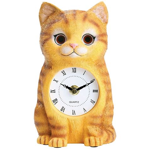 Cat Clock Moving Eyes Back And Forth Crafted In Etched Resin 725
