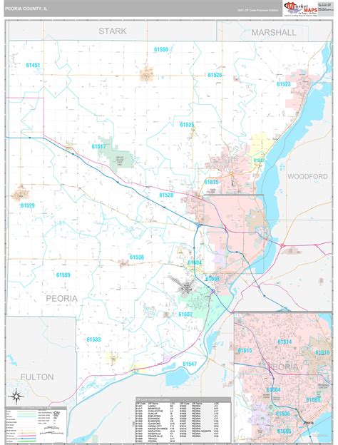 Peoria County Il Wall Map Premium Style By Marketmaps