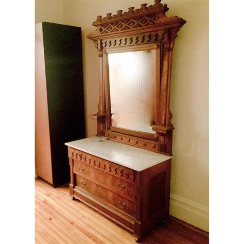 Antique Eastlake Marble Top Dresser W Mirror Aptdeco