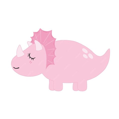 Premium Vector Cute Pastel Triceratops Pink Dino Smile With Eye
