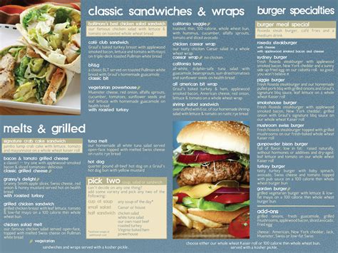Burgers, from the deli, from the grill, lunch menu, wraps. Cafe Menu - Sandwiches & Burgers | Baked turkey, Chicken ...