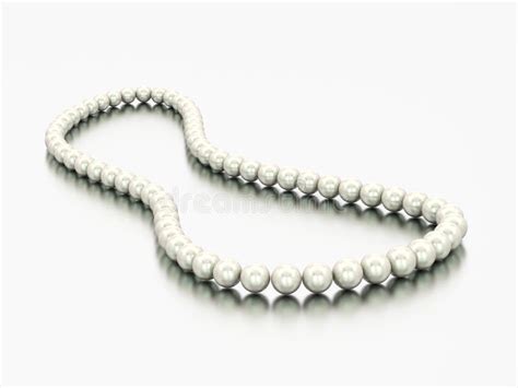 3d Illustration White Pearl Necklace Beads Stock Illustration