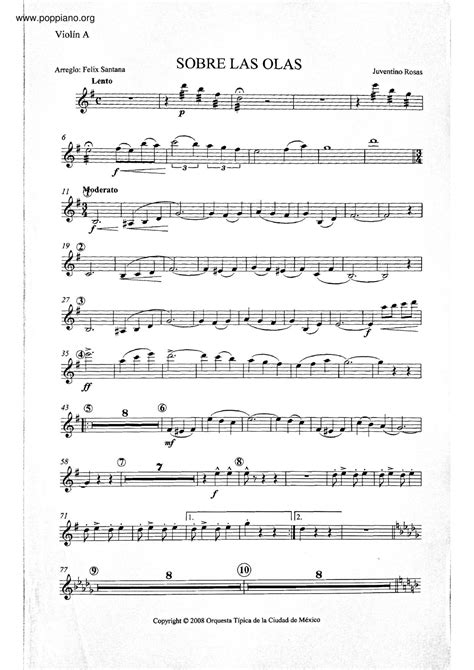 Juventino Rosas Sobre Las Olas Violin Score Pdf Free Score Download ★