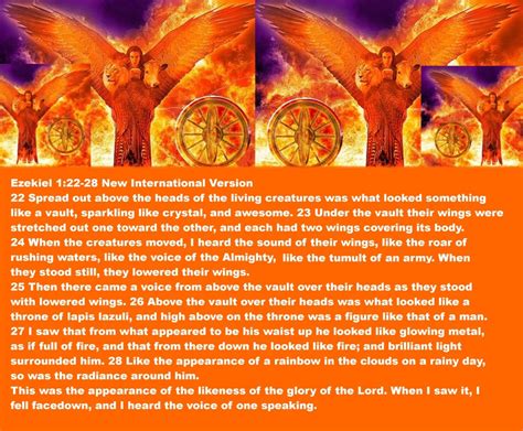 An Orange Background With The Words And Image Of Angel On Fire