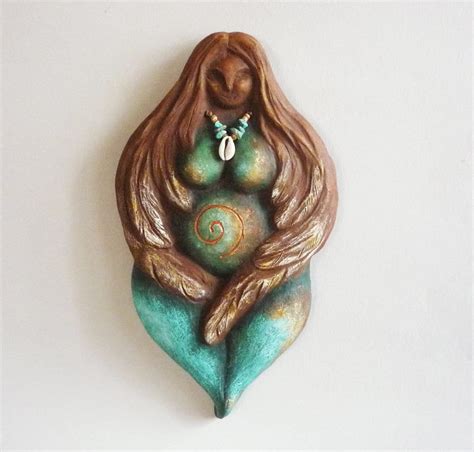 gaia mother earth goddess statue pachamama fertility goddess clay wall sculpture doula