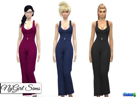 Tank Jumpsuit With High Waist Belt At Nygirl Sims Sims 4 Updates