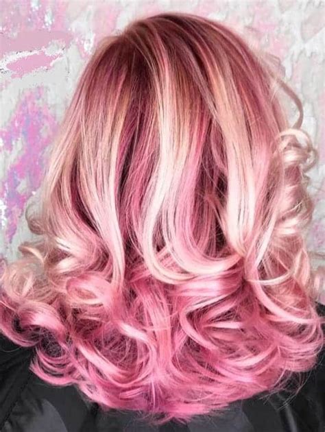 Gorgeous Pink Highlights On Blonde Hair In
