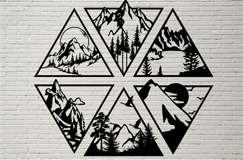 Mountain Scenery Svg Mountain Dxf Cut File For Laser Dxf For Etsy