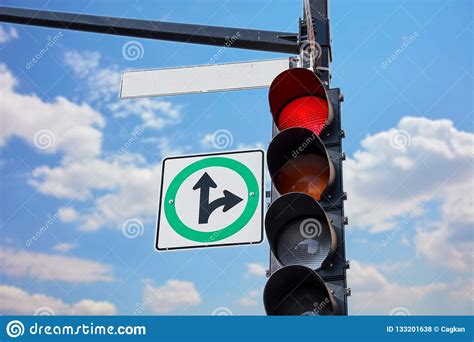 Empty Street Sign Attached To A Traffic Light Stock Photo Image Of