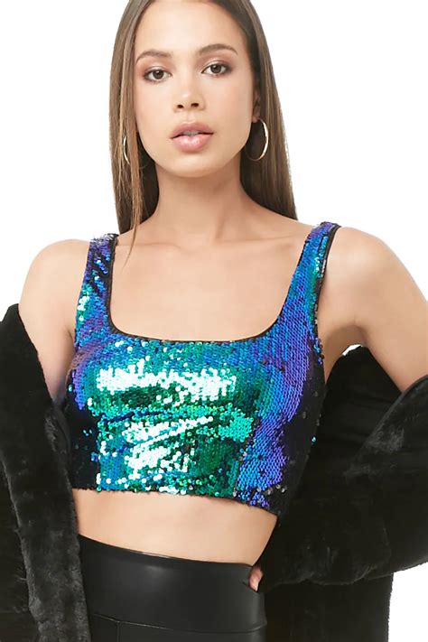 Sequin Crop Top Forever 21 Sequin Crop Top Top Summer Outfits Sequins Top Outfit