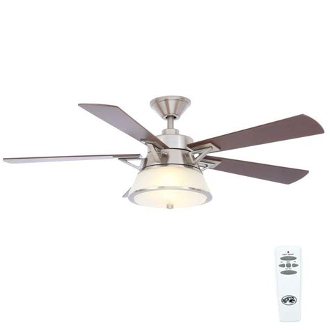 Ceiling fan w light kit glass shade 5 reversible blades polished brass 52 in. Hampton Bay Marlowe 52 in. Indoor | Ceiling fan