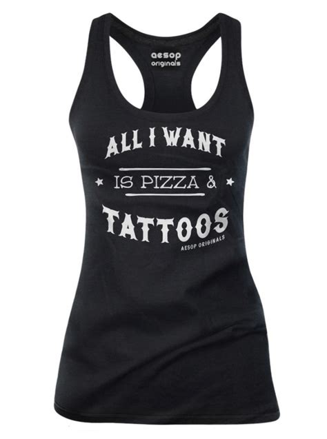 Womens All I Want Is Pizza And Tattoos Tank Tank Tops Women Sex Tank Original Clothes
