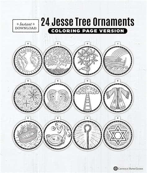 24 Jesse Tree Printable Ornaments Pdf Coloring Page Ornaments