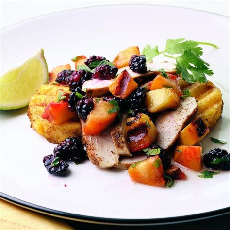 Grilled Chicken And Polenta With Nectarine Blackberry Salsa Recipe