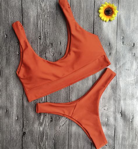 Bikini 2017 Swimsuit Swimwear Womens Swimming Suit Orange Femal