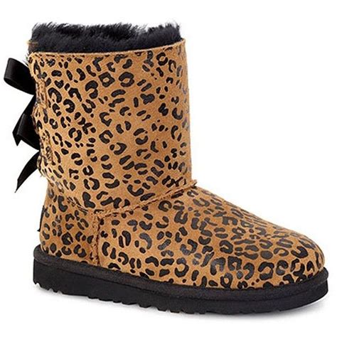 Ugg Australia Bailey Bow Leopard Print Sheepskin Boots 92 Liked On