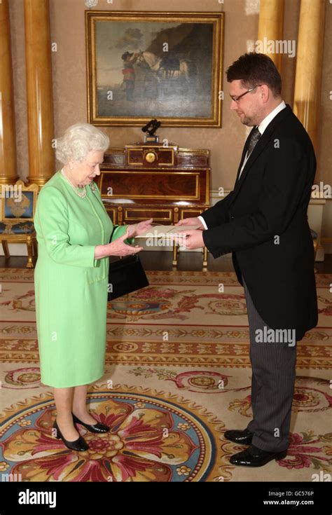 Presents His Credentials To Britains Queen Elizabeth Ii Hi Res Stock
