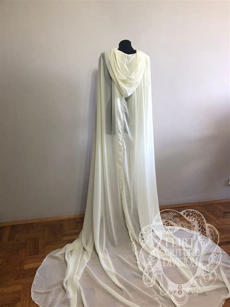 White Chiffon Hooded Cape Silk Cape Ethereal Bridal Cloak Etsy