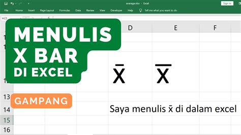 Cara Menulis X Bar Di Microsoft Excel Youtube