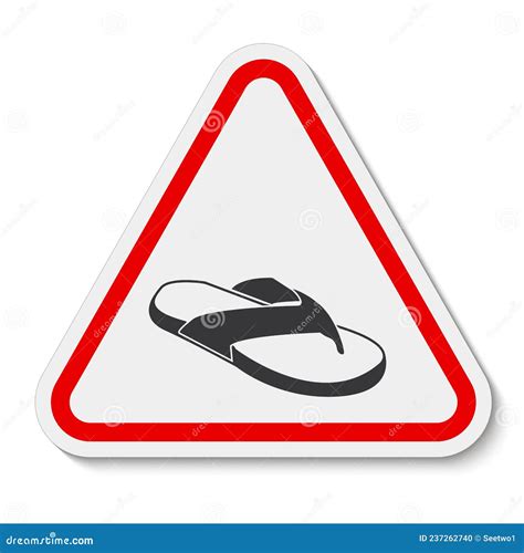 Caution No Open Toed Shoes Sign On White Background Stock Vector
