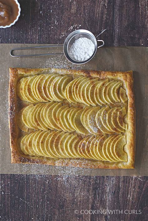 Score a 1 border on the dough with a paring knife and dock the center surface with a fork. Puff Pastry Apple Tart - Cooking With Curls