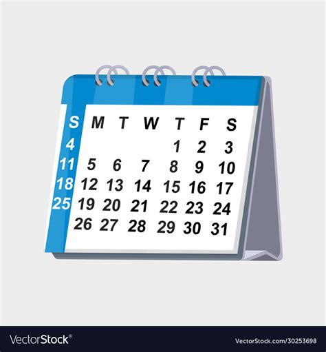 Desk Calendar A Cartoon Isolated On A Gray Vector Image
