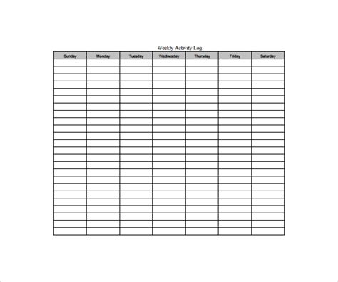 Free to download and print. 9 Weekly Log Templates to Download | Sample Templates
